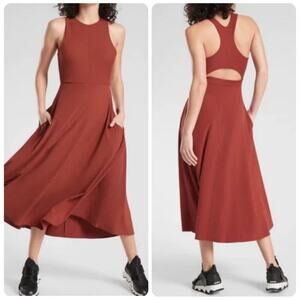 ATHLETA Winona Knit Midi Support Dress‎ Sleeveless Russet Brown Women's Size XS